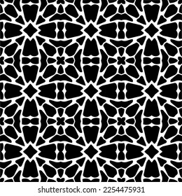 Vector pattern in geometric ornamental style. Black and white color. Simple geo all over print block for apparel textile, ladies dress, fashion garment, digital wall paper.