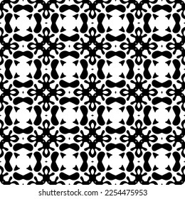 Vector pattern in geometric ornamental style. Black and white color. Simple geo all over print block for apparel textile, ladies dress, fashion garment, digital wall paper.