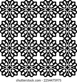 Vector pattern in geometric ornamental style. Black and white color. Simple geo all over print block for apparel textile, ladies dress, fashion garment, digital wall paper.
