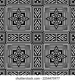 Vector pattern in geometric ornamental style. Black and white color. Simple geo all over print block for apparel textile, ladies dress, fashion garment, digital wall paper.