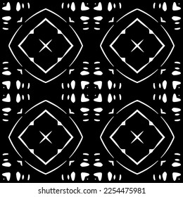 Vector pattern in geometric ornamental style. Black and white color. Simple geo all over print block for apparel textile, ladies dress, fashion garment, digital wall paper.