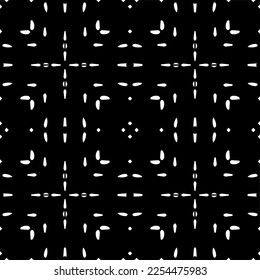 Vector pattern in geometric ornamental style. Black and white color. Simple geo all over print block for apparel textile, ladies dress, fashion garment, digital wall paper.