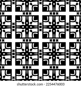 Vector pattern in geometric ornamental style. Black and white color. Simple geo all over print block for apparel textile, ladies dress, fashion garment, digital wall paper.
