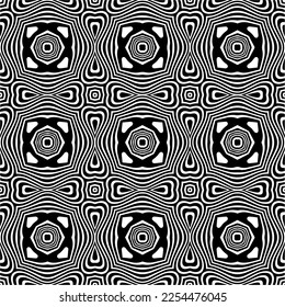 Vector pattern in geometric ornamental style. Black and white color. Simple geo all over print block for apparel textile, ladies dress, fashion garment, digital wall paper.