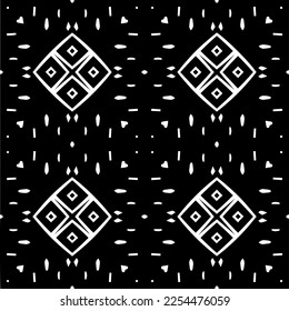 Vector pattern in geometric ornamental style. Black and white color. Simple geo all over print block for apparel textile, ladies dress, fashion garment, digital wall paper.