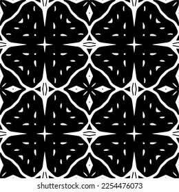 Vector pattern in geometric ornamental style. Black and white color. Simple geo all over print block for apparel textile, ladies dress, fashion garment, digital wall paper.