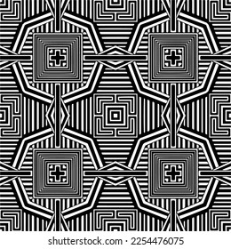 Patrón vectorial en estilo ornamental geométrico. Color blanco y negro. Geo simple por todo el bloque de impresión para ropa textil, ropa de mujer, ropa de moda, papel de pared digital.