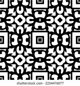 Vector pattern in geometric ornamental style. Black and white color. Simple geo all over print block for apparel textile, ladies dress, fashion garment, digital wall paper.