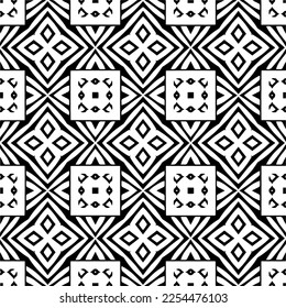 Vector pattern in geometric ornamental style. Black and white color. Simple geo all over print block for apparel textile, ladies dress, fashion garment, digital wall paper.