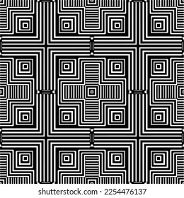 Vector pattern in geometric ornamental style. Black and white color. Simple geo all over print block for apparel textile, ladies dress, fashion garment, digital wall paper.