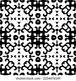 Vector pattern in geometric ornamental style. Black and white color. Simple geo all over print block for apparel textile, ladies dress, fashion garment, digital wall paper.