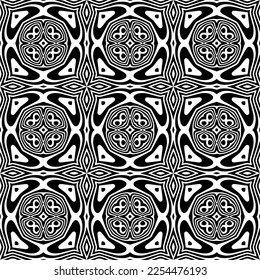 Vector pattern in geometric ornamental style. Black and white color. Simple geo all over print block for apparel textile, ladies dress, fashion garment, digital wall paper.