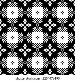 Vector pattern in geometric ornamental style. Black and white color. Simple geo all over print block for apparel textile, ladies dress, fashion garment, digital wall paper.