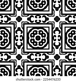 Vector pattern in geometric ornamental style. Black and white color. Simple geo all over print block for apparel textile, ladies dress, fashion garment, digital wall paper.
