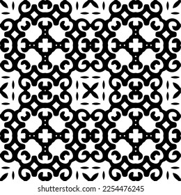 Vector pattern in geometric ornamental style. Black and white color. Simple geo all over print block for apparel textile, ladies dress, fashion garment, digital wall paper.