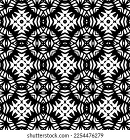 Vector pattern in geometric ornamental style. Black and white color. Simple geo all over print block for apparel textile, ladies dress, fashion garment, digital wall paper.
