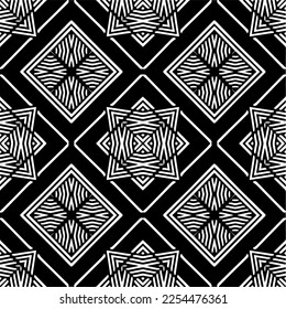 Vector pattern in geometric ornamental style. Black and white color. Simple geo all over print block for apparel textile, ladies dress, fashion garment, digital wall paper.