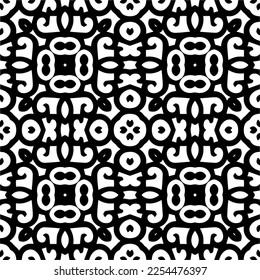Vector pattern in geometric ornamental style. Black and white color. Simple geo all over print block for apparel textile, ladies dress, fashion garment, digital wall paper.
