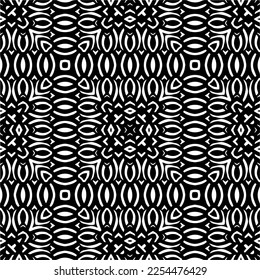 Vector pattern in geometric ornamental style. Black and white color. Simple geo all over print block for apparel textile, ladies dress, fashion garment, digital wall paper.