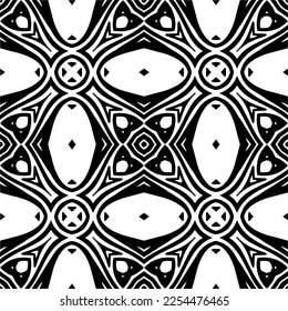 Vector pattern in geometric ornamental style. Black and white color. Simple geo all over print block for apparel textile, ladies dress, fashion garment, digital wall paper.