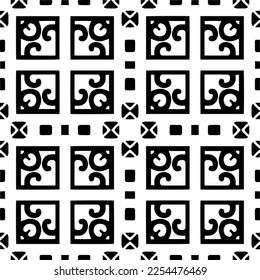 Vector pattern in geometric ornamental style. Black and white color. Simple geo all over print block for apparel textile, ladies dress, fashion garment, digital wall paper.