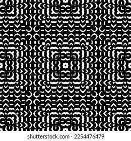 Vector pattern in geometric ornamental style. Black and white color. Simple geo all over print block for apparel textile, ladies dress, fashion garment, digital wall paper.