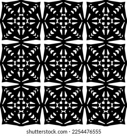 Vector pattern in geometric ornamental style. Black and white color. Simple geo all over print block for apparel textile, ladies dress, fashion garment, digital wall paper.