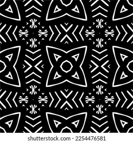 Vector pattern in geometric ornamental style. Black and white color. Simple geo all over print block for apparel textile, ladies dress, fashion garment, digital wall paper.