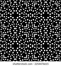 Vector pattern in geometric ornamental style. Black and white color. Simple geo all over print block for apparel textile, ladies dress, fashion garment, digital wall paper.