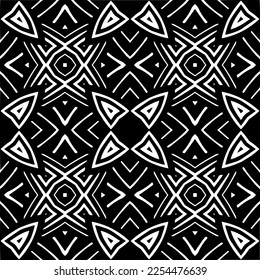 Vektormuster im geometrischen Zierstil. Schwarz-Weiß-Farbe. Einfaches Geo auf dem gesamten Druckblock für Bekleidung, Damenkleidung, Modebekleidung, digitale Tapete.