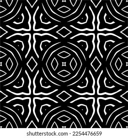Vector pattern in geometric ornamental style. Black and white color. Simple geo all over print block for apparel textile, ladies dress, fashion garment, digital wall paper.
