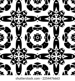 Vector pattern in geometric ornamental style. Black and white color. Simple geo all over print block for apparel textile, ladies dress, fashion garment, digital wall paper.