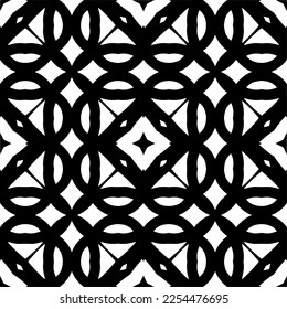 Vector pattern in geometric ornamental style. Black and white color. Simple geo all over print block for apparel textile, ladies dress, fashion garment, digital wall paper.