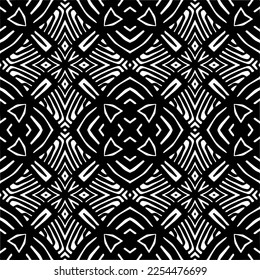 Vector pattern in geometric ornamental style. Black and white color. Simple geo all over print block for apparel textile, ladies dress, fashion garment, digital wall paper.