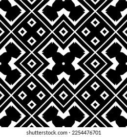 Vector pattern in geometric ornamental style. Black and white color. Simple geo all over print block for apparel textile, ladies dress, fashion garment, digital wall paper.