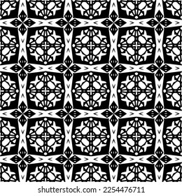 Vector pattern in geometric ornamental style. Black and white color. Simple geo all over print block for apparel textile, ladies dress, fashion garment, digital wall paper.