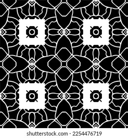 Vector pattern in geometric ornamental style. Black and white color. Simple geo all over print block for apparel textile, ladies dress, fashion garment, digital wall paper.