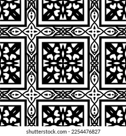 Vector pattern in geometric ornamental style. Black and white color. Simple geo all over print block for apparel textile, ladies dress, fashion garment, digital wall paper.