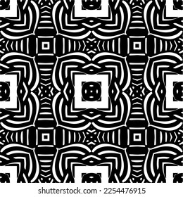 Vector pattern in geometric ornamental style. Black and white color. Simple geo all over print block for apparel textile, ladies dress, fashion garment, digital wall paper.