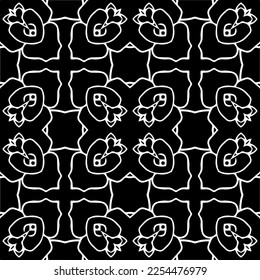 Vector pattern in geometric ornamental style. Black and white color. Simple geo all over print block for apparel textile, ladies dress, fashion garment, digital wall paper.