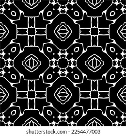 Vector pattern in geometric ornamental style. Black and white color. Simple geo all over print block for apparel textile, ladies dress, fashion garment, digital wall paper.