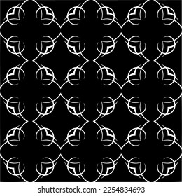 Vector pattern in geometric ornamental style. Black and white color.Seamless repeat pattern.Simple geo all over print block for apparel textile, ladies dress, fashion garment, digital wall paper.
