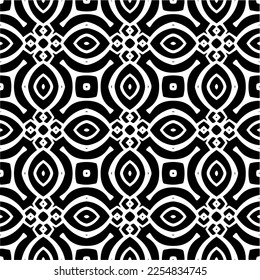 Vector pattern in geometric ornamental style. Black and white color.Seamless repeat pattern.Simple geo all over print block for apparel textile, ladies dress, fashion garment, digital wall paper.