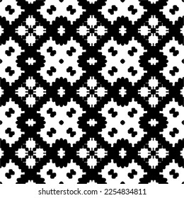 Vector pattern in geometric ornamental style. Black and white color.Seamless repeat pattern.Simple geo all over print block for apparel textile, ladies dress, fashion garment, digital wall paper.