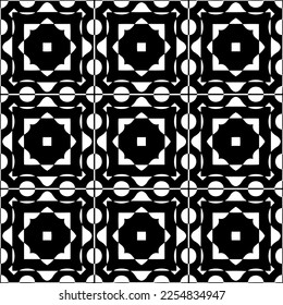 Vector pattern in geometric ornamental style. Black and white color.Seamless repeat pattern.Simple geo all over print block for apparel textile, ladies dress, fashion garment, digital wall paper.