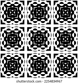 Vector pattern in geometric ornamental style. Black and white color.Seamless repeat pattern.Simple geo all over print block for apparel textile, ladies dress, fashion garment, digital wall paper.