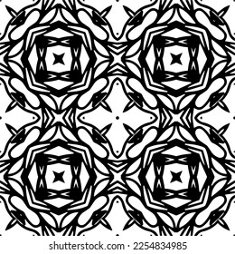 Vector pattern in geometric ornamental style. Black and white color. Simple geo all over print block for apparel textile, ladies dress, fashion garment, digital wall paper. - Shutterstock ID 2254834985