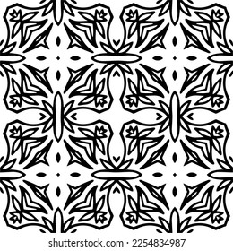 Vector pattern in geometric ornamental style. Black and white color. Simple geo all over print block for apparel textile, ladies dress, fashion garment, digital wall paper. - Shutterstock ID 2254834987