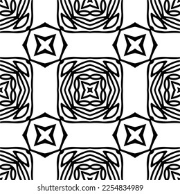 Vector pattern in geometric ornamental style. Black and white color. Simple geo all over print block for apparel textile, ladies dress, fashion garment, digital wall paper. - Shutterstock ID 2254834989