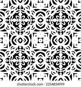 Vector pattern in geometric ornamental style. Black and white color. Simple geo all over print block for apparel textile, ladies dress, fashion garment, digital wall paper.